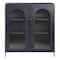 Solstice 3ft. Black Metal Cabinet with Arched Glass Doors